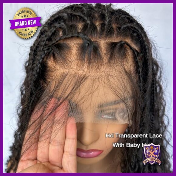 Boho Box Braids Human Hair Wig Full Lace Glueless Knotless 12 Inch main image 4
